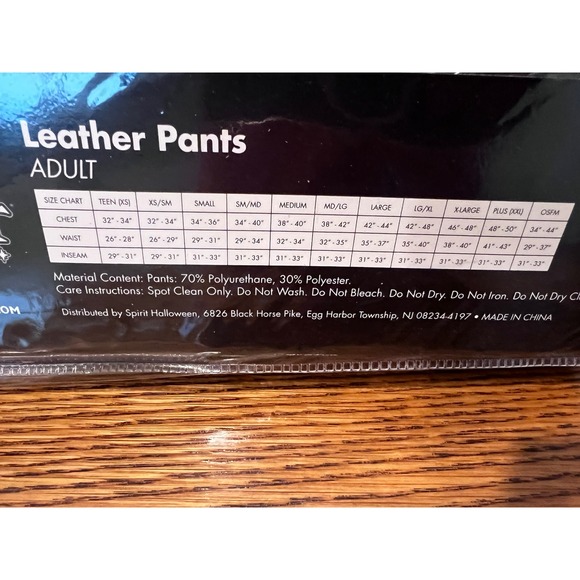 Spirit‎ Halloween Adult Leather Pants Costume Rocker Biker Cosplay Medium - Picture 5 of 5